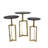 Aldwyche Aluminum Metal Geometric Side End Gold Accent Table with Black Marble Tabletops Set