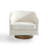 Applewold Upholstered Beige Cotton Blend Swivel Barrel Chair with Solid Wood Base-114606130