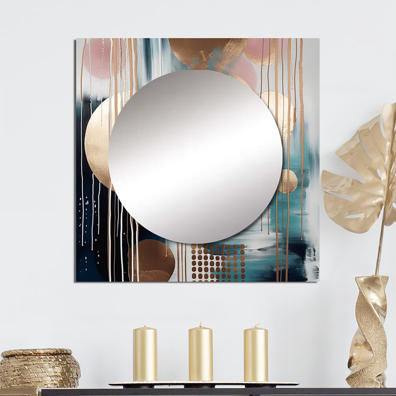 Derekshan - Abstract Marble Square Living Room Wall Mirror Art, 23" x 23"