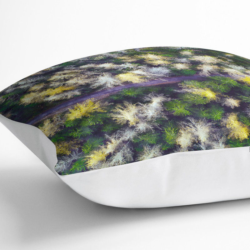 Forest in Austria Cushion with Filling, 40cm H x 40cm W x 15cm D, White