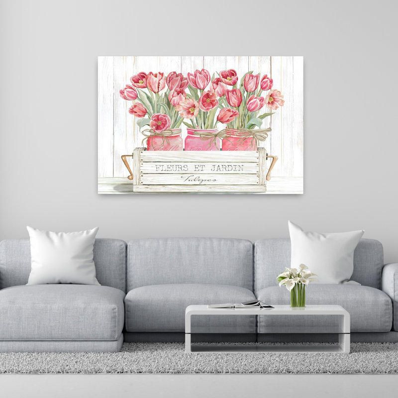 Trio de tulipes roses, H 40 po x l 60 po