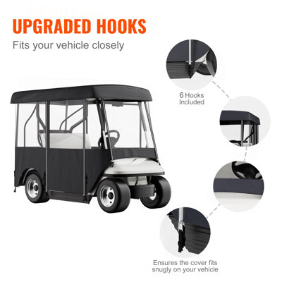 Golf Cart Enclosure 86'', 4-Person Golf Cart Cover, 4-Sided Fairway Deluxe, 300D Waterproof Driving Enclosure with Transparent Windows, Fit for 4-Seat EZGO, Club Car, Yamaha Carts