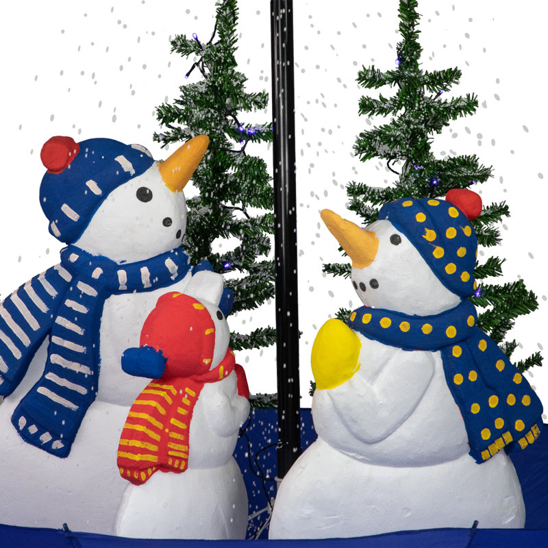 Lighted Musical Snowing Let It Snow Snowmen In Umbrella Base Christmas Decoration - 5.5'