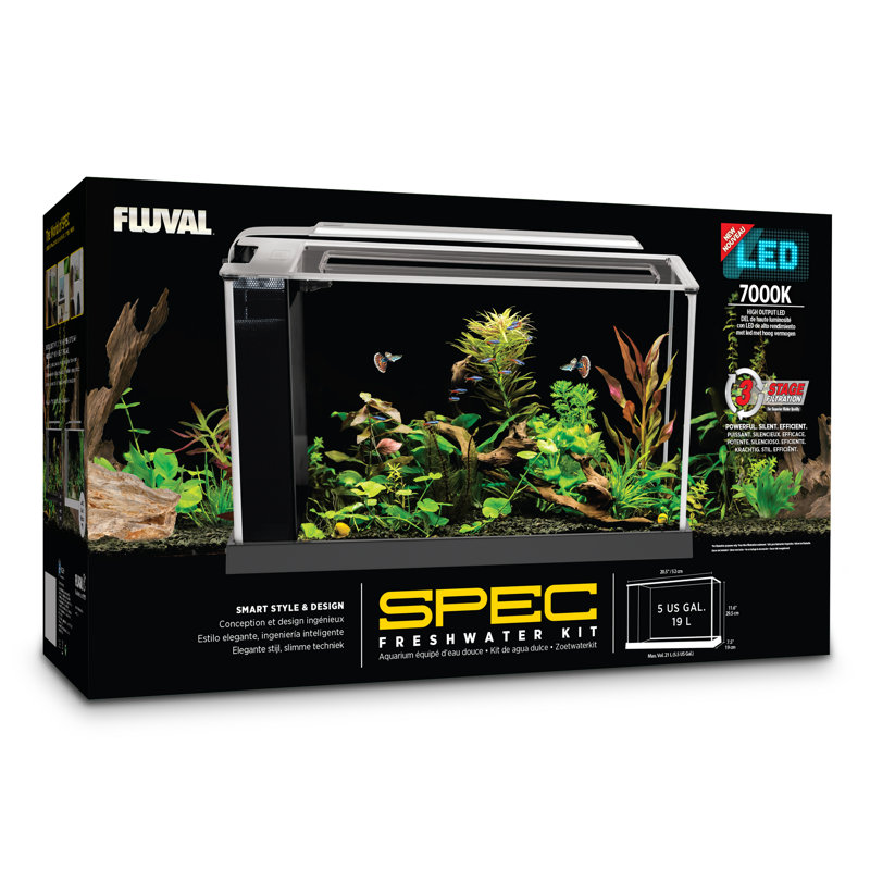 Aquarium Fluval Spec V, 5 gallons, blanc, Noir
