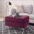 Ottoman, Burgundy Red Rectangle with Faux Fur Pillows | Brushed Silver | Matte Silver-1452115201