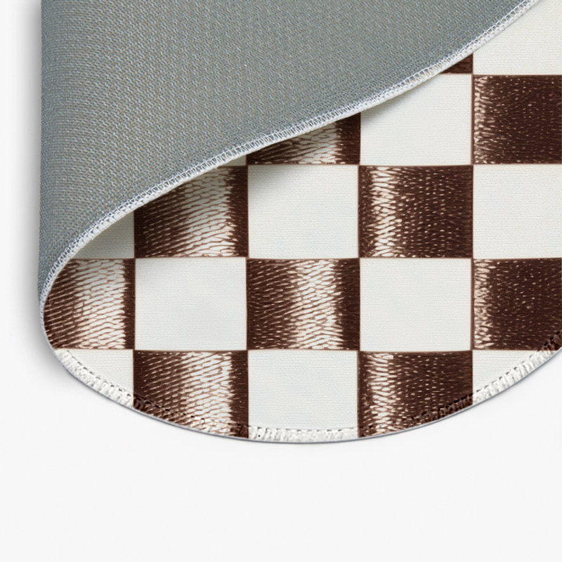 Tapis d'intérieur et d'extérieur à carreaux beige, Rond 5 pi