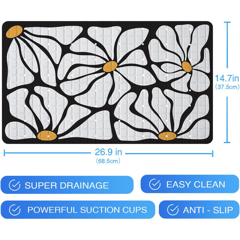 27x16" Floral Non-slip Bath Mat