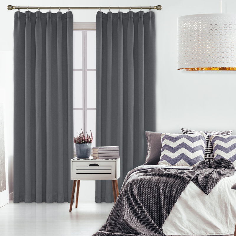 Farhod Blackout Thermal Curtains,  132cm Width x 229cm Drop, Light Grey