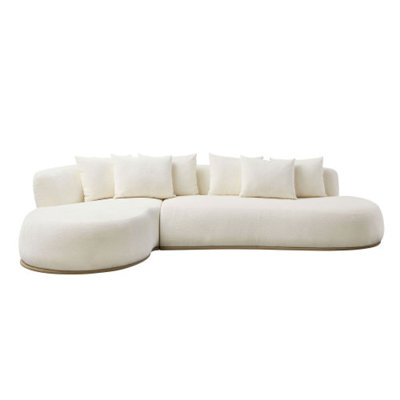Oversized L-shape Sectional Sofa Polyester Modern Style For Living Room With Left Chaise And Deep Seats