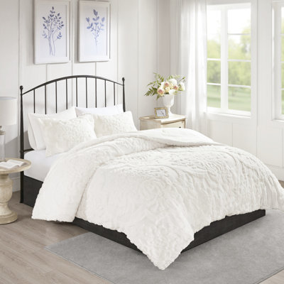 Édredon en coton et chenille - très grand / très grand, 2 taies décoratives assorties, très grand look très grand, rembourrage, chambre chic