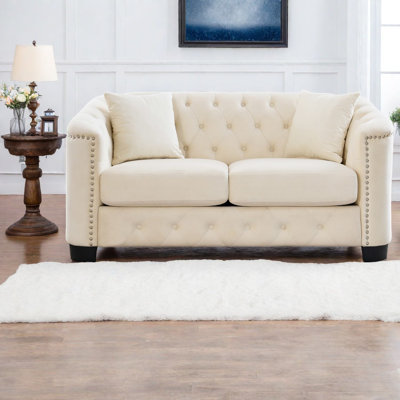 Causeuse en velours Compression 59 po, Chesterfield moderne pour la maison