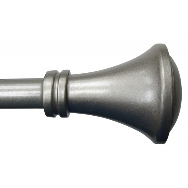 Veans Steel Adjustable Single Curtain Rod, Black, 1" H x 84" W x 1" D
