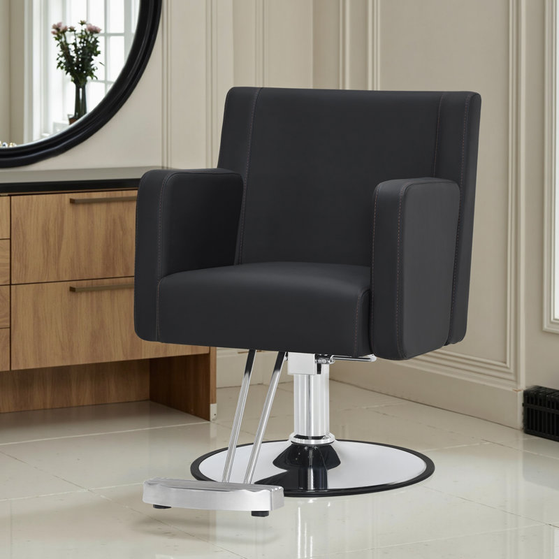 Fauteuil de coiffeur hydraulique pour coiffeur, fauteuil de coiffeur en similicuir, Noir