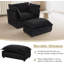 Canapé moderne à accoudoirs incurvés, fauteuil rembourré à large siège avec repose-pieds mobile et coussins moelleux-1055121714