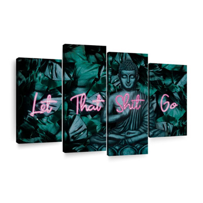 «Funny Buddha Quote», ensemble de 4 impressions sur toile 4 pièces