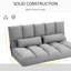 Plancher convertible, chaise de lit pliante avec 2 coussins, réglable, gris, écoénergétique, lit pliable de construction, dossier et appui-tête, économie, structure robuste