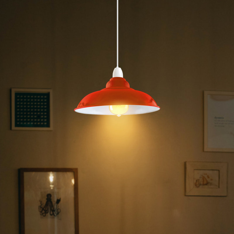 Eutropios 27cm H Metal Bowl Lamp Shade ( Screw On ), Orange