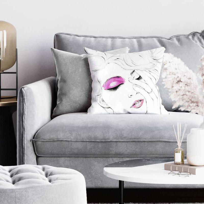 Pink makeup - 16"x16" Throw pillow cover - Poly twill - Print on demand, 16" H x 16" W, Pillow Cover Only - No Insert