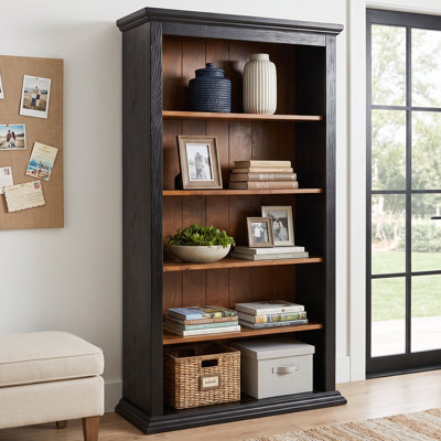 Bibliothèque en bois massif de 70,87 pouces, tablette de style ferme à 5 niveaux avec étagères ouvertes