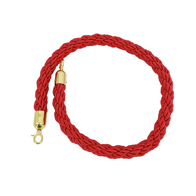 Stanchion Braided Rope with 1.5" Diameter, 60" Long, Gold Ends, Crowd Control