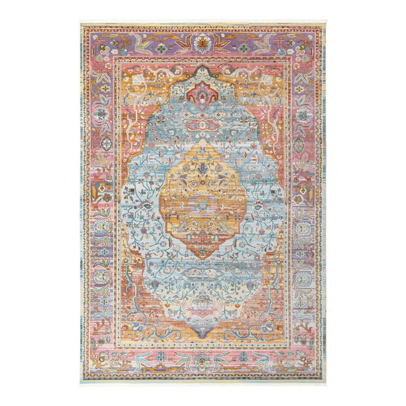 Folmar Abstract Indoor Rug, Pink/Orange/Blue, Rectangle 8' x 10'