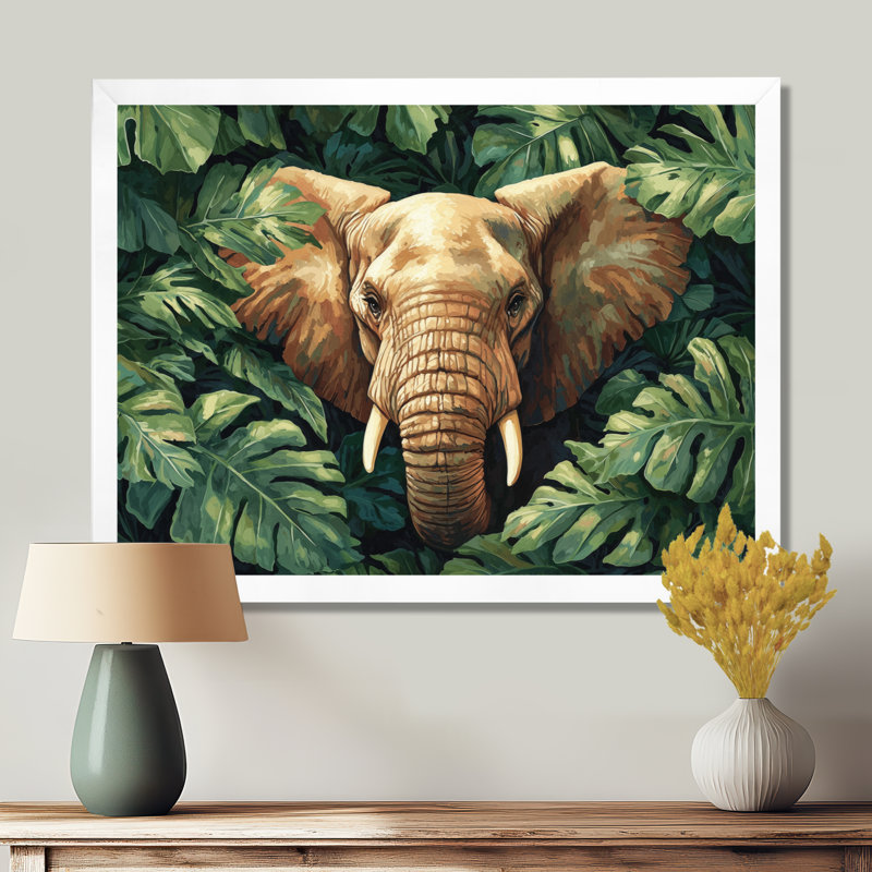 Tête d'éléphant Guidi dans la jungle II - Éléphant, art mural, Reproduction encadrée d'une seule photo, H 30 po x l 40 po