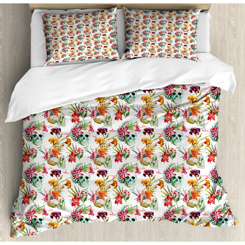 Coastal Floral Duvet Cover, Queen Duvet Cover + 2 Shams
