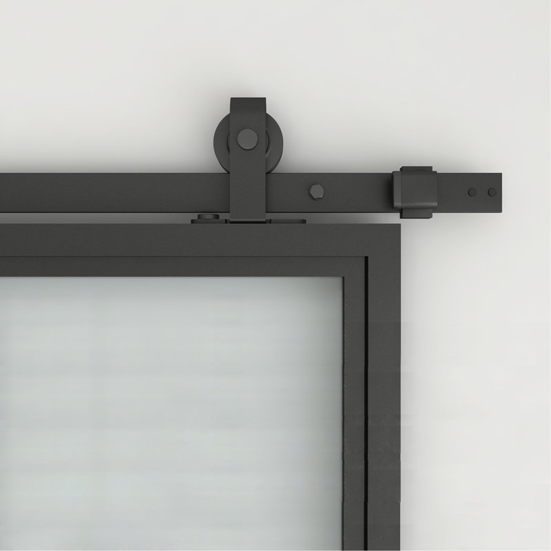 Porte de grange coulissante en acier noir 36 po x 84 po, 36" x 84"