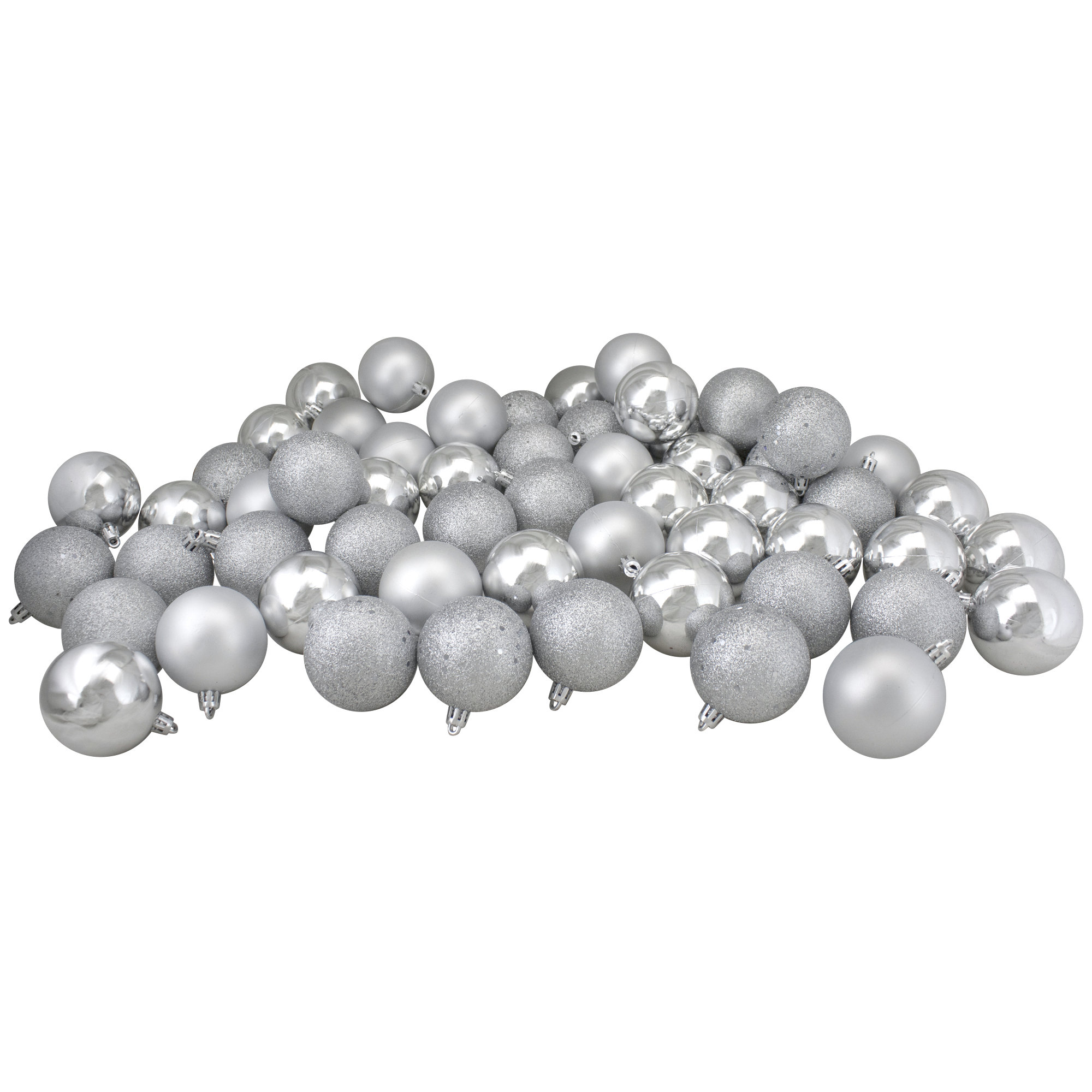 Holiday Décor Ball Ornament, 2.4'' H X 2.4'' W X 2.4'' D, Silver Shiny