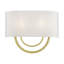 Grande applique 2 lumières bronze ADA avec abat-jour en tissu blanc cassé fabriqué à la main-584172431
