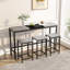 Table de salle à manger de cuisine moderne, table de pub, ensemble de table de salle à manger longue avec 3 tabourets, conception de tabouret suspendu pratique