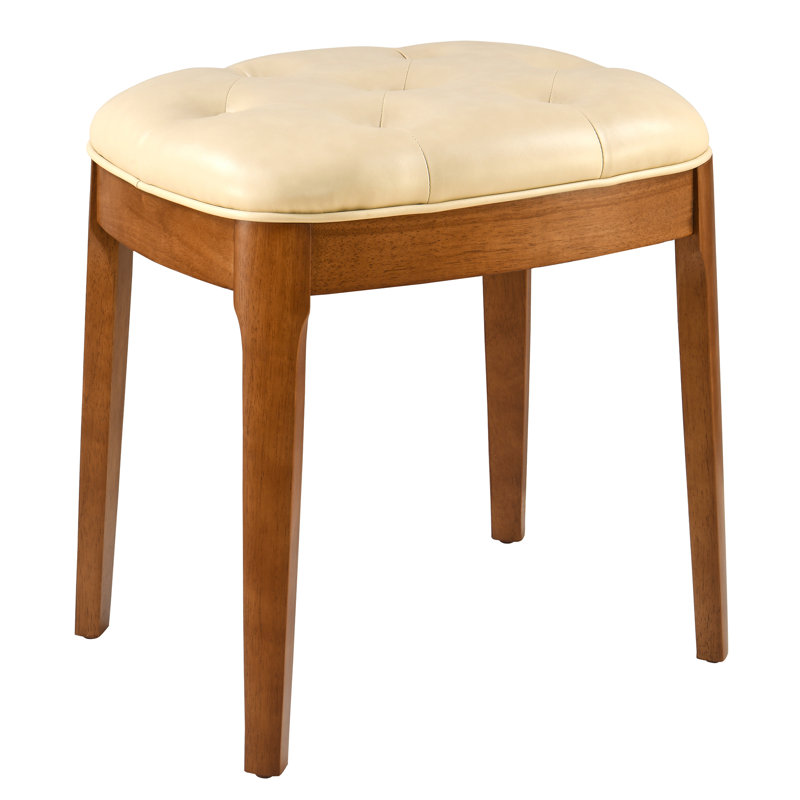 Tabouret élégant en bois rembourré et polyvalent pour meuble-lavabo, salle à manger, bureau et vestibule, Beige