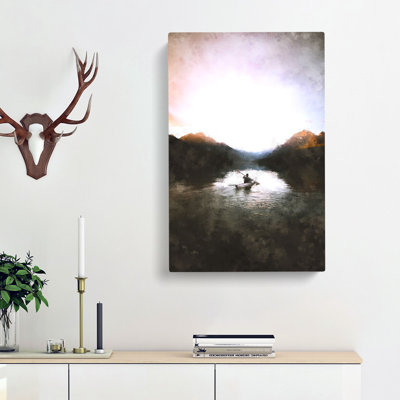 Kayaking Through The Mountains - Wrapped Canvas