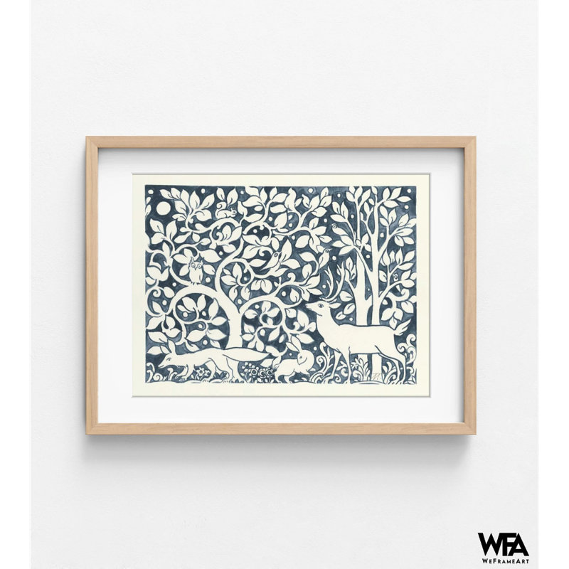 Forêt, art mural, Cadre simple brun clair, H 18 po x l 24 po, Pas de tapis