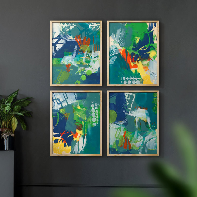 «Andaman I», ensemble de 4 impressions encadrées, H 44 po x l 14 po, Naturel