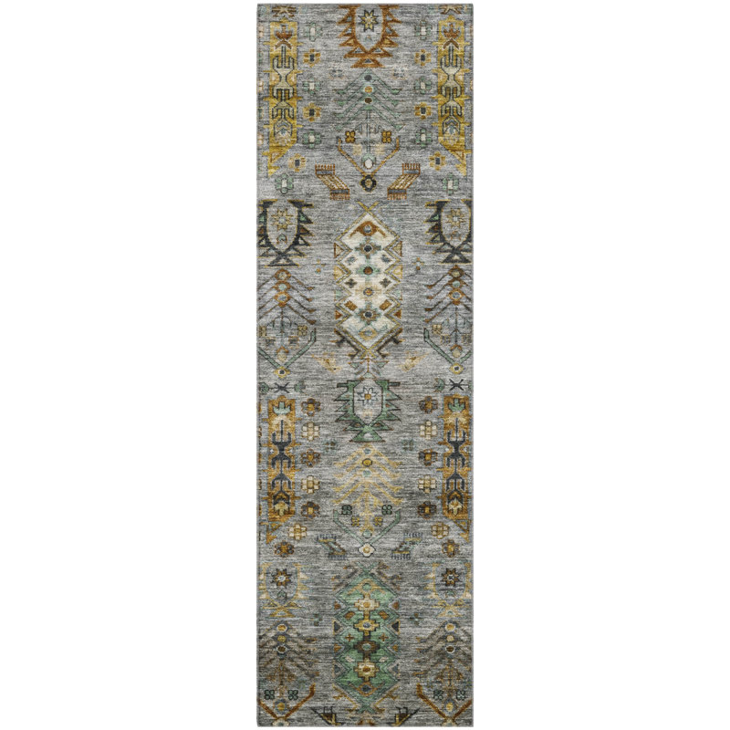 Tapis lavable à la machine de qualité supérieure Mayfield AMF2047, Étain, Tapis de couloir 2 pi 3 po x 7 pi 6 po