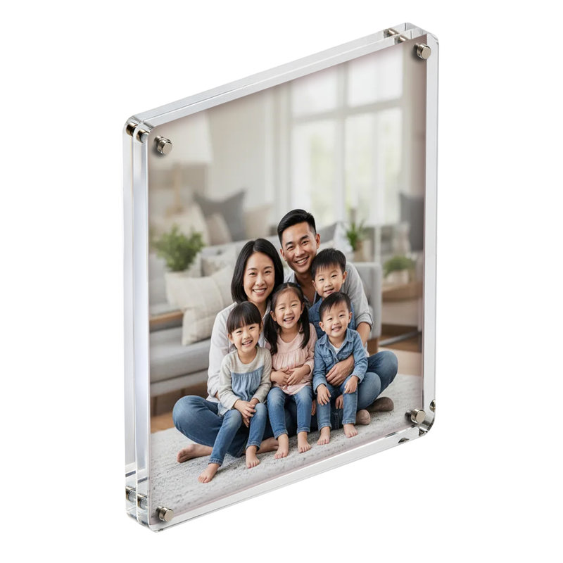 Premium Rounded Clear Acrylic Magnetic Photo Frame, 8.5" X 11"