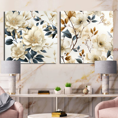 Meira - Ensemble de 2 collages carrés floraux