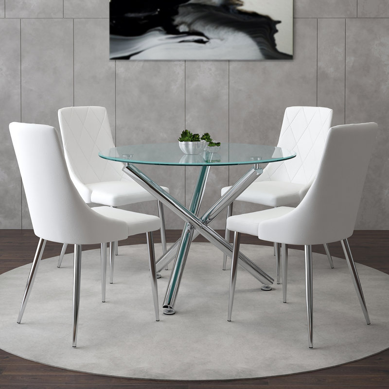 Ensemble repas pour quatre personnes, Chrome, Blanc
