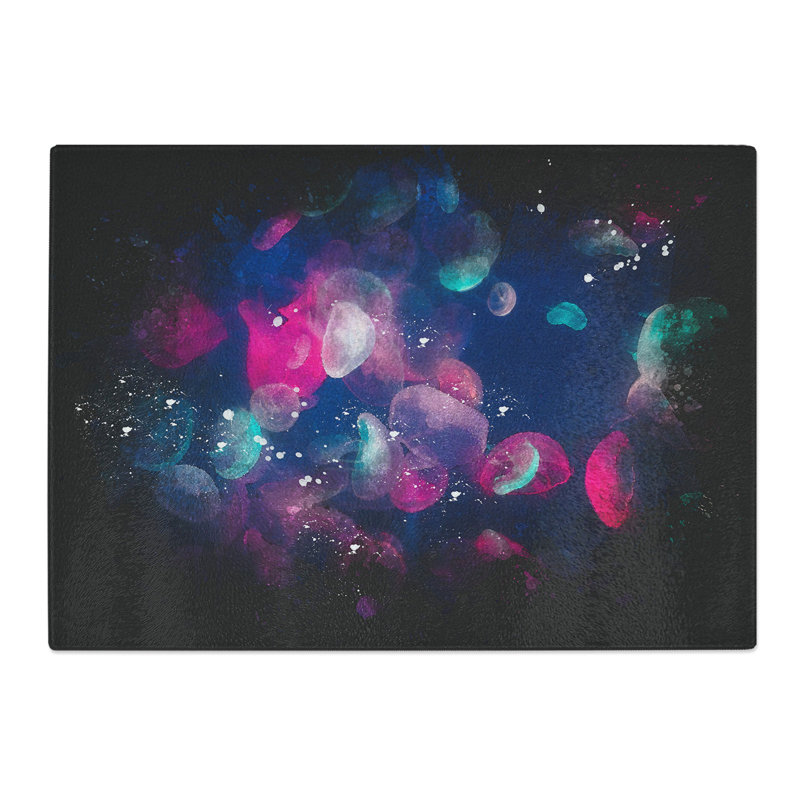 Tempered Glass Many Jellyfish Chopping Board, 20 cm x 28.5 cm
