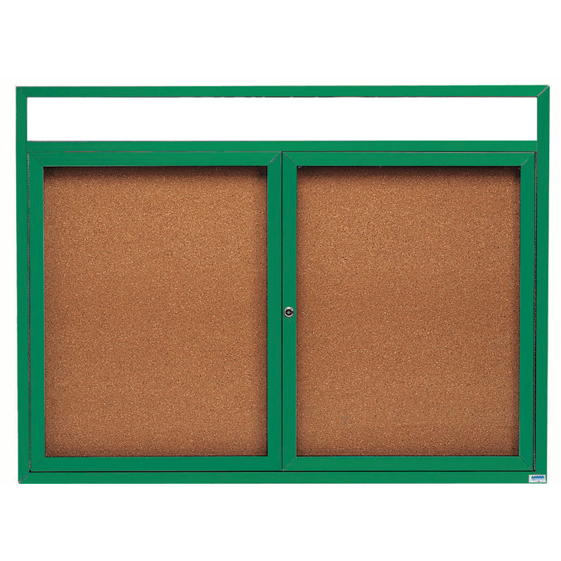 Tableau d’affichage mural fermé, Vert thermolaqué, Deux, H 36 po x l 60 po