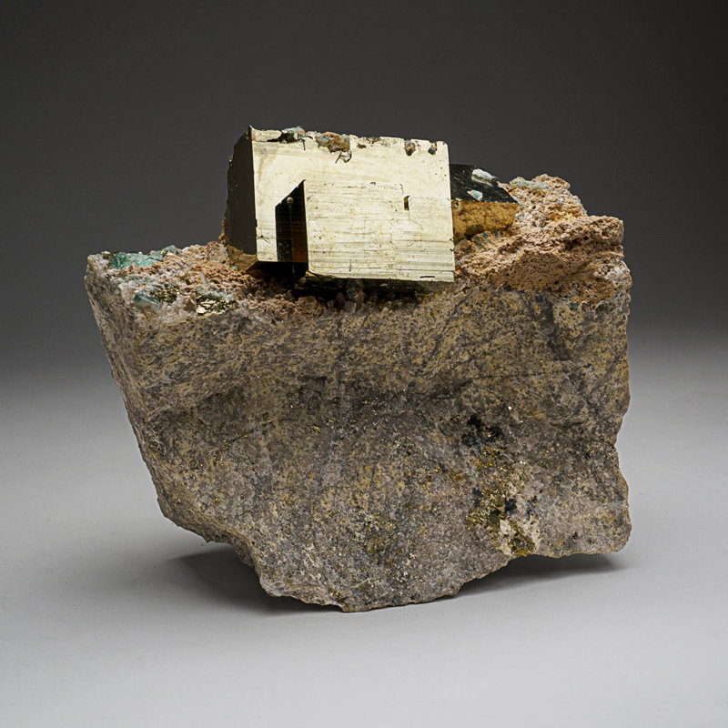 Pyrite Cube On Basalt From Gilman District, Eagle County, Colorado, USA