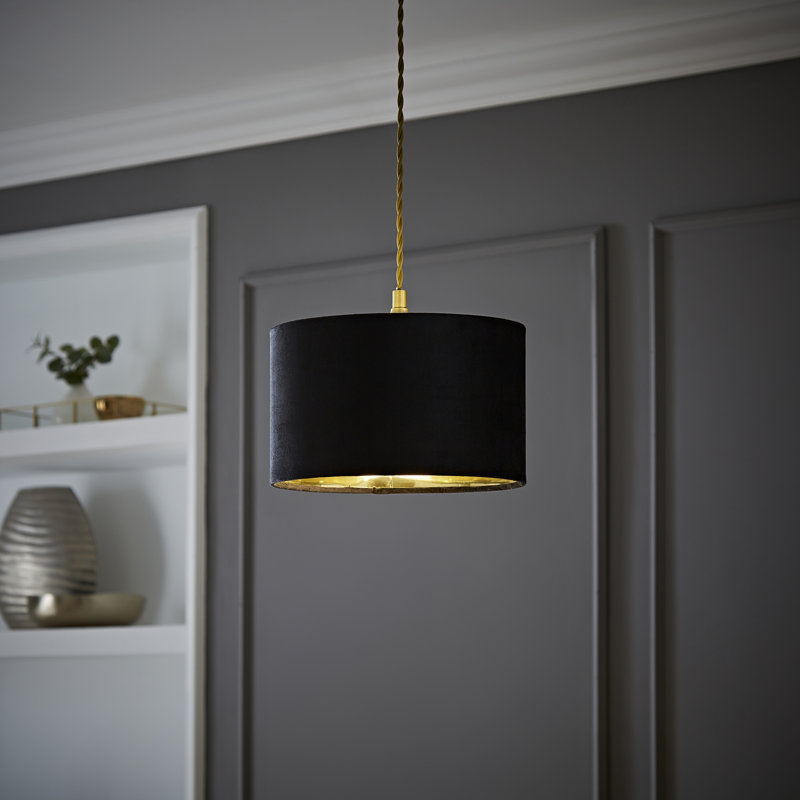 Ajua Drum Lamp Shade ( Slip-On ), 15cm H x 25cm W x 25cm D, Black