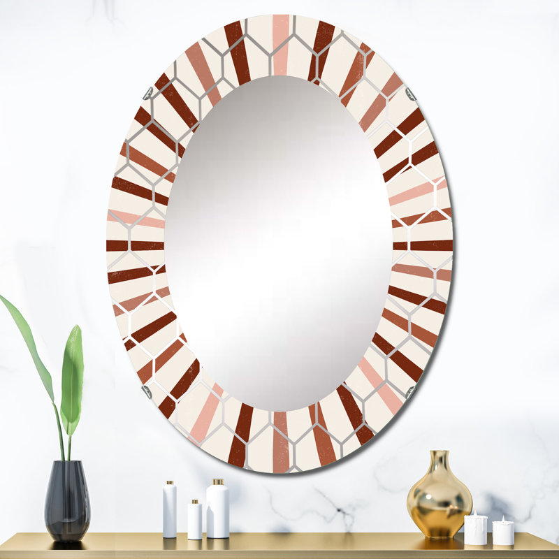 Geometric Radiant Sun - Miroir mural moderne, 36 po x 24 po