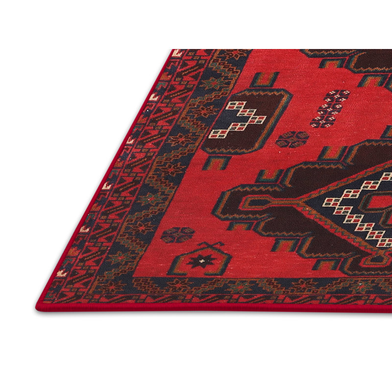 Tapis traditionnel rouge / noir Sefrou, Rectangle 6 pi x 9 pi