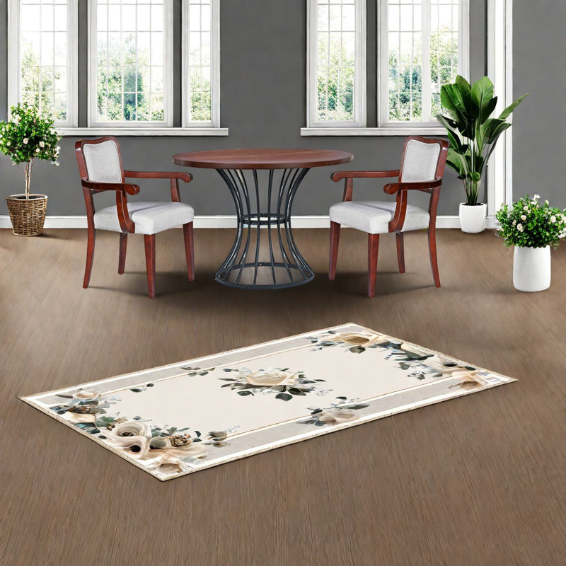 Ensemble de table de salle à manger rustique-moderne, chêne massif et chaises rembourrées, peu encombrant