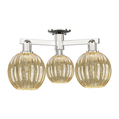 Ruvalcaba - 3 Light Globe Shade Semi-Flush Mount