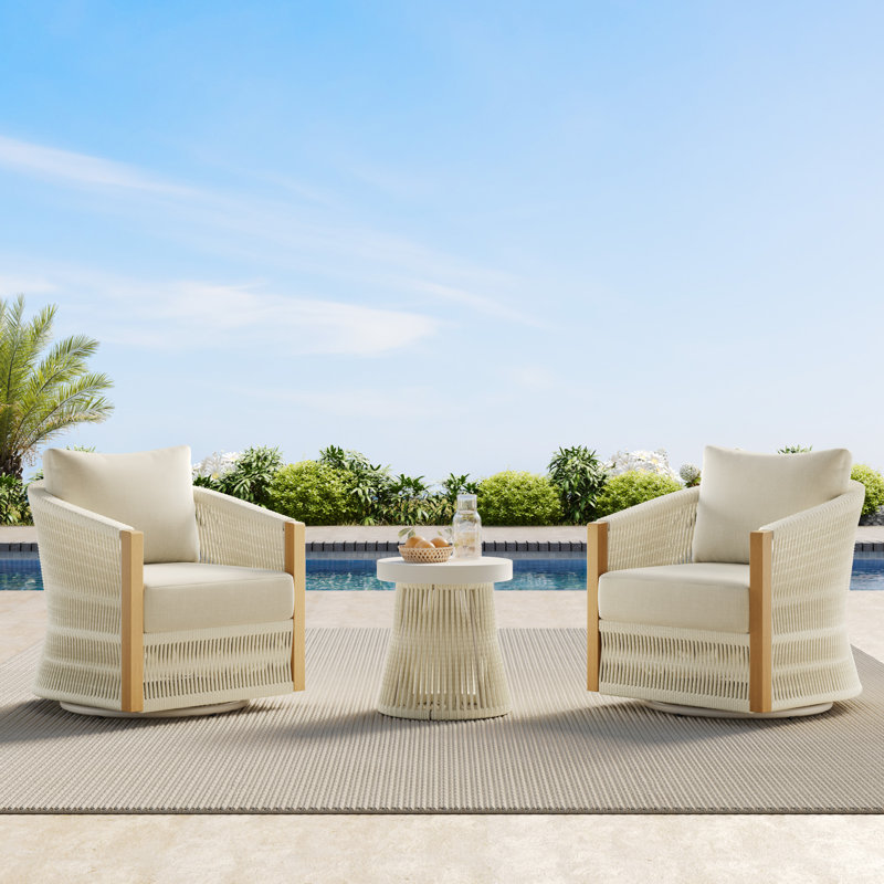 Jadai Steel Outdoor Swivel Seating Group, Brown/Cream
