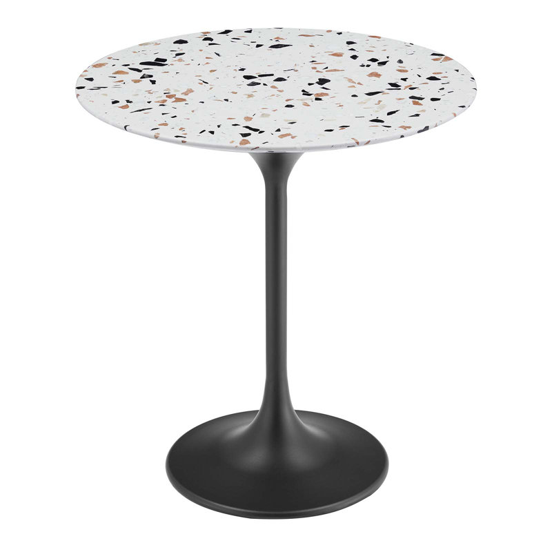 Modway Lippa 20" Round Terrazzo Side Table, Black