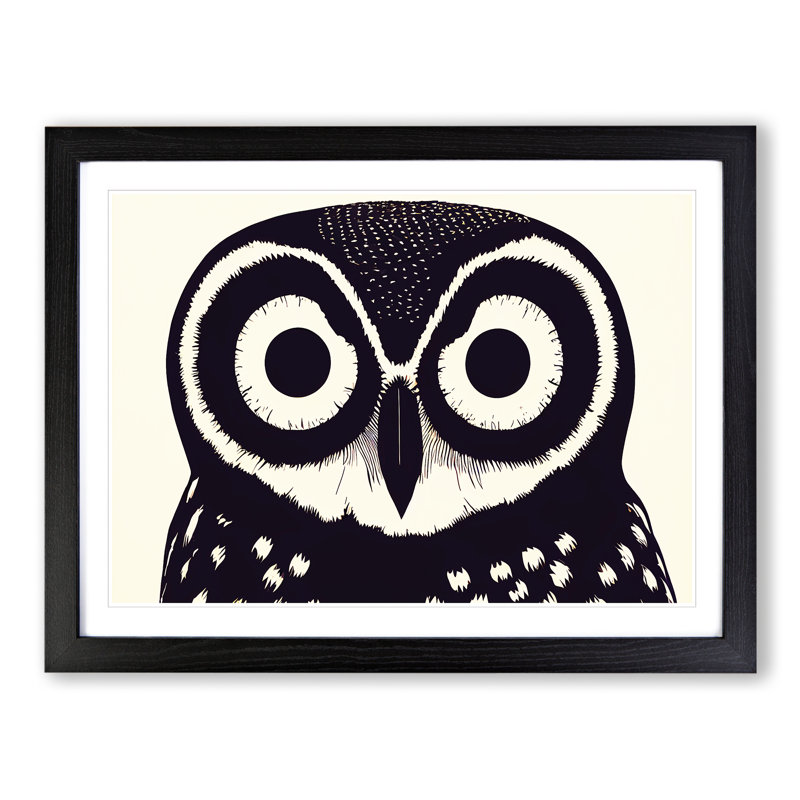 XH1022-9467X Unique Owl Art Vol.4 - Single Picture Frame Print, Black Framed, 34cm H x 46cm W x 2cm D